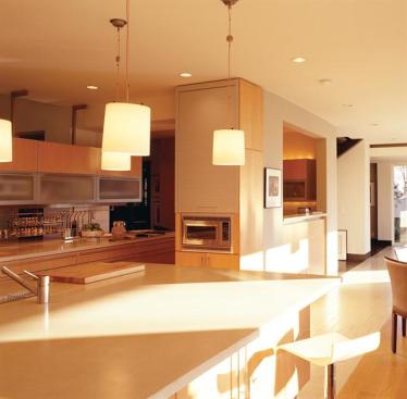 Suspending the cabinets also increases the light transmission and views.