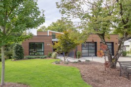 A one-story form faces the street.