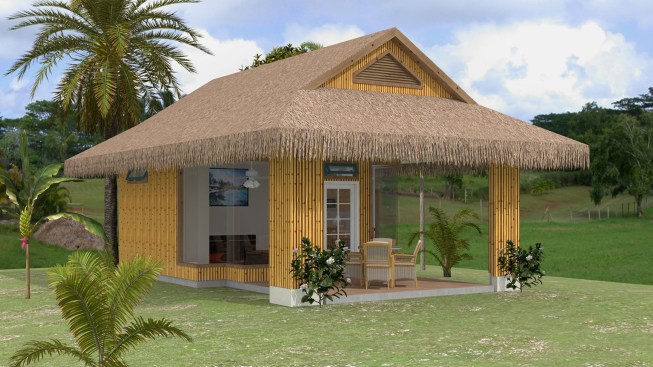 left perspective view showing bamboo exterior