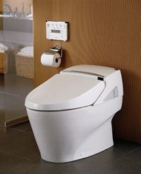 TOTO's Neorest tankless toilet has a second flushing mode that saves water.