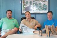 Don't be fooled by their casual attire. Northern Steel CEO Joss Hudson (center) and his two partners, Kurt Hensey (left) and Ken Hensey (right) want to thrust steel framing systems into the heart of residential construction.