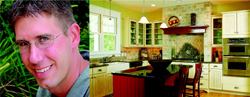 The kitchen in the live-in model home tempts clients with granite countertops, an oversized farmer's sink, top-of-the-line appliances, and custom cabinets.