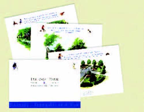 REALISTIC RENDERINGS: Trilogy Park's initial sales booklet and postcard campaign portrayed an accurate depiction of park-life infrastructure and common spaces to attract buyers before excavation began.