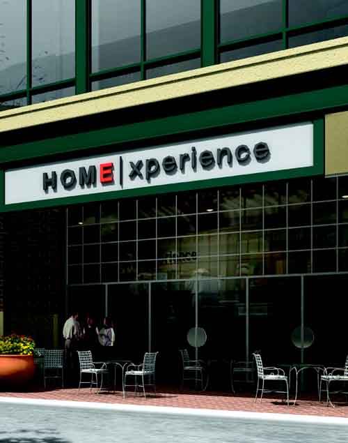 HANGOUT: An inviting outdoor seating area gives shoppers a place to relax outside The Estridge Home Experience in an upscale mall in Carmel, Ind.