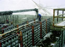 SNOWY SUCCESS: On a sub-freezing January day, Concrete Foundations Association members conducted a calibrated test placement of six different concrete mix formulas to establish a cold weather performance baseline. The result, they say, is solid proof that, given the right mix, freezing weather need not put a stop to concrete work.