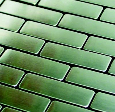 STEEL THIS TILE: Ideal for contemporary houses, this line of stainless steel mosaics is sure to jazz up any kitchen or bathroom.  Available in eight patterns -- including subway, hexagon, and diamond -- the line consists of 100 percent steel tiles, allowing you to match backsplashes with stainless appliances.  The tiles are arranged on a mesh backing measuring 12 inches by 12 inches.  Allstone Imports. 800-983-6188. www.kreana.com