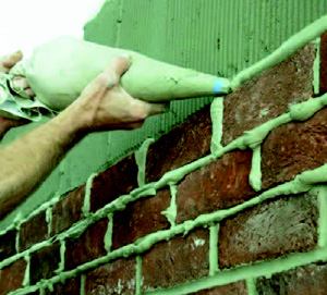 SLIM FAST: Thin Brick looks and feels like a handmade brick, but the product is a fraction  of the size of a traditional brick. Measuring ¾ of an inch thick, the  product's lightweight concrete body weighs less than one pound per piece, so  it does not require wall or foundation reinforcements. A variety of  colors are available. Boral Bricks. 800-5BO-RAL5. www.boralbricks.com.