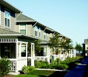 VICTORIAN ON A BUDGET: Architectural inspiration for the two-story fa&ccedil;ades at Victoria Green in Hercules, Calif., came from residences at The Presidio, the former army post that is now designated as a historic landmark district in the city of San Francisco. Board and batten soffits and quarter round trim take the balconies a few steps up from vanilla.