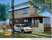 In designing the project's single-family residences, workshop/apd borrowed from local shotgun houses elements such as covered porches and long, narrow floor plans.