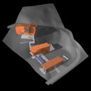 A path leads from the garage to the guesthouse and then on to the main house further up the hill. Mark L. Donohue hopes to build the project using SIPs and cover it with a copper mesh skin.