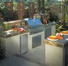 U-Line Corp. The Échelon outdoor line (above) includes a 3.3-cubic-foot refrigerator (model 2115R), ice makers, and freezers. The undercounter appliances feature full-wrap stainless steel with contoured door handles. Most of the models in the collection have touch-control digital displays. 800.779.2547. www.u-line.com