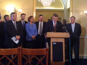 Senator Michael Bennet (D-Colorado) announced the SAVE Act on Oct. 19, in Washington, D.C. Senator Johnny Isakson (R-Georgia), co-sponsor of the bill, is to his left.