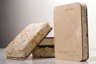 Out of the Woods Greensulate insulation 

board is “grown” from mycelium-injected 

agricultural waste.