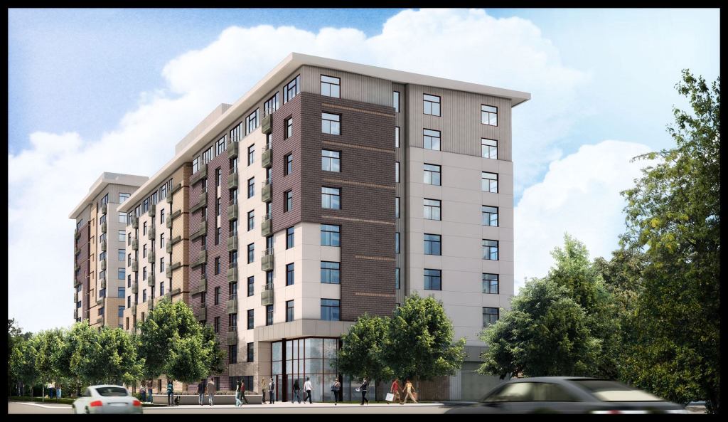 NEAR ENOUGH. A rendering of RiverView, a 302-unit apartment complex that's across the river from downtown Austin. The city's outskirts are where a lot of residential development is occurring.