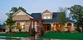 Based off of 1930s Craftsman designs, McCaleb Homes' Bungalow Collection features lots of charm, large front porches, and laundry rooms with doors that close to keep messes concealed.
