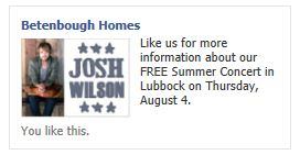 To promote a free concert at one of its models, Betenbough Homes used an inexpensive Facebook ad, through which it earned 150 new followers.