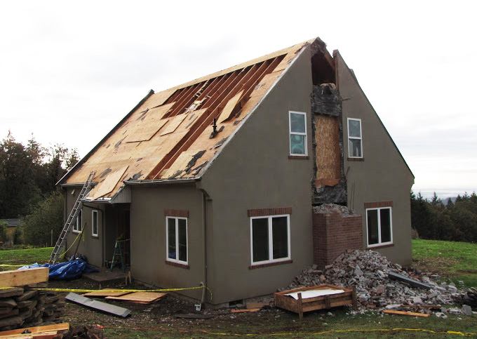 Seventy percent of the construction waste from the outdated and drafty English-style cottage was diverted from landfills.