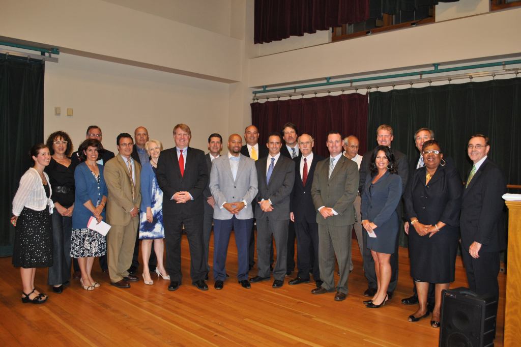 Mayor Luke Ravenstahl, County Executive Rich Fitzgerald, Councilman Daniel Lavelle, and many of the founding partners of the Pittsburgh 2030 District.