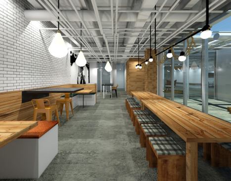 A "tech room" common area space at 1880 Mission blurs the lines between work and play. 