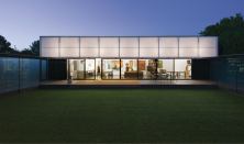 When lifted, the live/work pavilion's operable polycarbonate awning becomes a giant lantern.