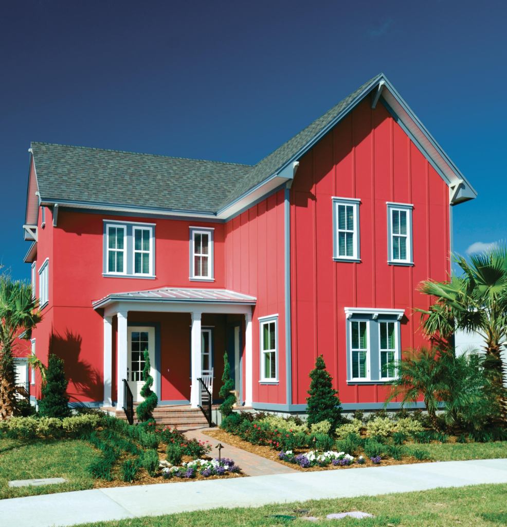 Big Red A bright and different color palette helps Laureate Park stand out.
