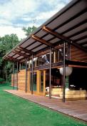 Sturdy flitch beams support most of the pavilion's structural load.