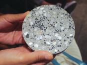 This disk shows a composite material in which a chemical reaction helped to “heal” small fissures.