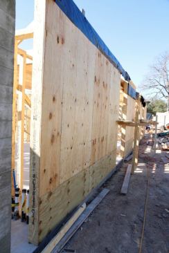 Notice the 2' Strip of Pressure Treated CDX on the bottom, then regular plywood above.