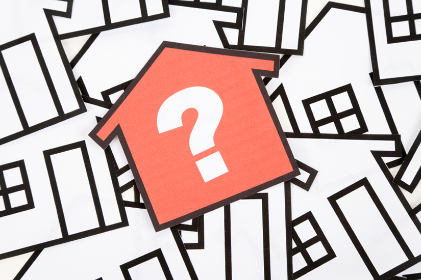 a red home sign,  Real Estate Concept