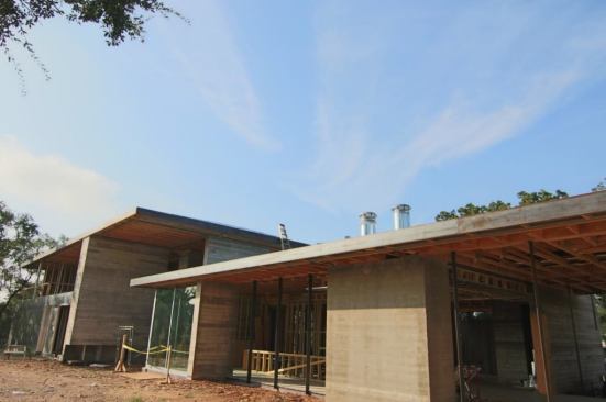 Most of the exterior windows are site glazed steel and you can see the steel dividers in this picture.
