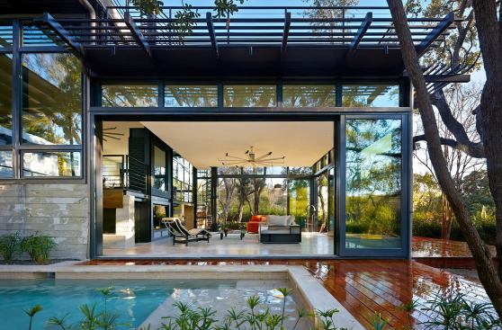 The home boasts lots of outdoor spaces for relaxation and contemplation.