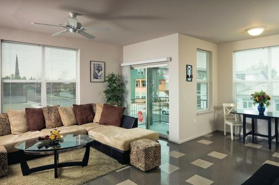 Interiors boast plentiful daylight.