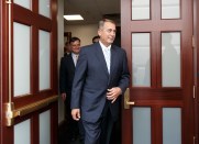 Speaker of the House John Boehner, R-Ohio, leaves a closed-door Republican strategy session on the immigration crisis at the U.S.-Mexico border after last-minute maneuvering failed to lock down conservative support, at the Capitol in Washington, Thursday, July 31, 2014. The surprise developments, coming on Congress' final day of action ahead of a five-week summer recess, were an embarrassing setback for Speaker John Boehner and his leadership team as a small group of tea party lawmakers once again upset their plans. (AP Photo/J. Scott Applewhite)