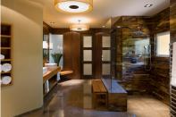 Spa-style bathrooms like those in resort hotels are popular with discerning homeowners.