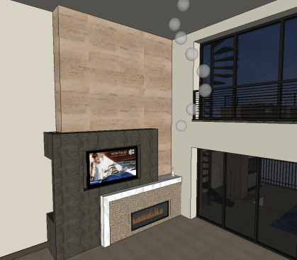 The great room fireplace
