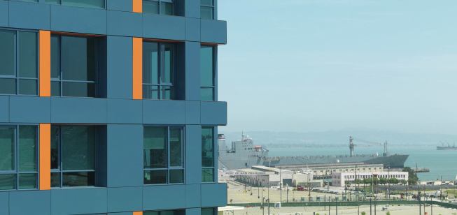 Arterra is clad in Trespa, a material made from craft paperand resins.