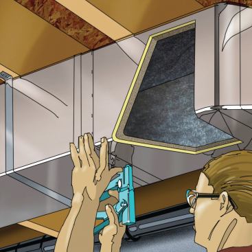 Nonmetallic Duct Board: Metal ducts can carry machine vibrations and mechanical noise throughout the house. Where quiet is a priority, fiberglass duct board sealed with tape is a good option. It also has thermal insulating value, a factor in home energy analysis.