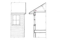 In this conventionally trussed roof with normal eave depth, the soffit returns too close to the window head. Depending on the eave depth, there may be no room for a frieze board. On classical style homes, the result can feel thin and cheap.