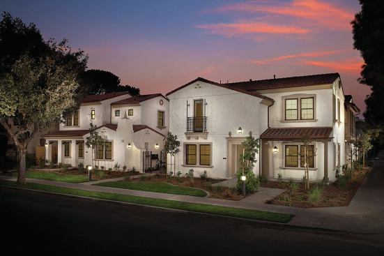 Grand, Affordable Project - Under 30 du/acre. Builder: Advent Companies. Architect: Bassenian Lagoni.

Bush Birch has spacious interiors and community courtyards.  At least 20 percent of these Spanish Colonial-style homes designated for families earning less than the area's median family income.