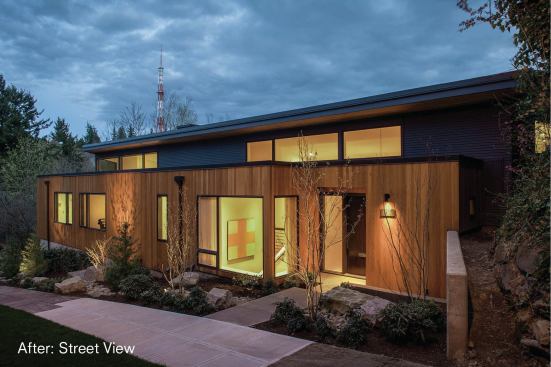 Grand, Renovated or Restored Single House. Builder: Petrina Construction Inc. Architect: Rick Berry.

New cedar-stained clear cladding with concrete and steel gave the post-war ranch new life, bigger windows, and a lot more natural light.