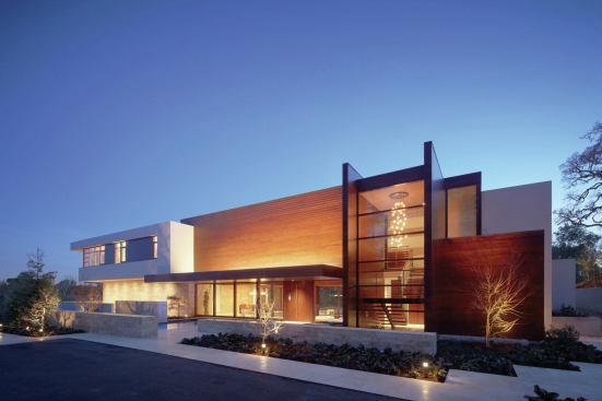 Grand, Custom Home 8,001 to 12,000 square feet. Builder: Lencioni Construction. Architect: Swatt | Miers Architects.

Built with African mahogany, the OZ Residence in Silicon Valley, Calif., has a floating glass bridge to connect the great room with east and west wings.