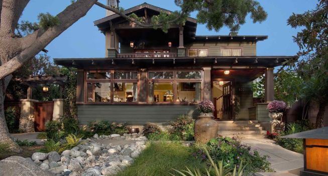 Grand, Custom Home Under 4,000 square feet. Builder: Hill Construction Company. Architect: IS Architecture.

Sitting in an old, established neighborhood in San Diego, this American Craftsman emphasizes historic integrity through wood columns, a rebuilt porch and decorative hardscaping.