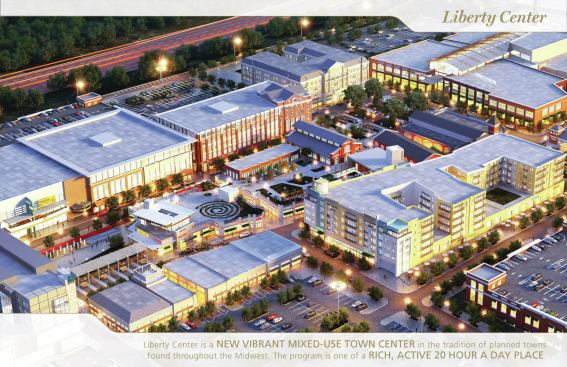 The mixed-use Ohio town center contains 925,000 square feet of retail space, 100,000 square feet of offices, and 200 apartments and townhouses.