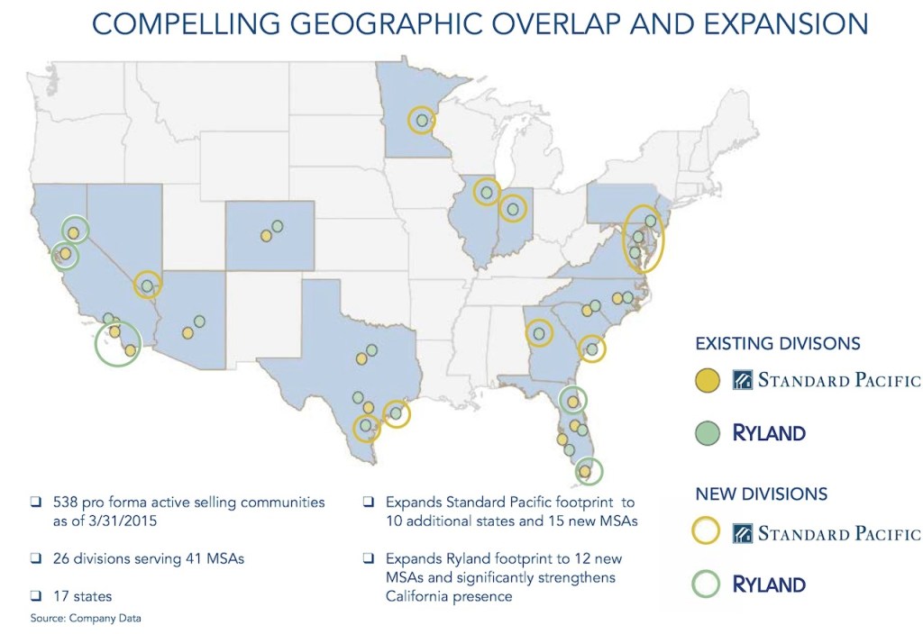 Mega-merger pairs Standard Pacific and Ryland in home building's 4th largest company.