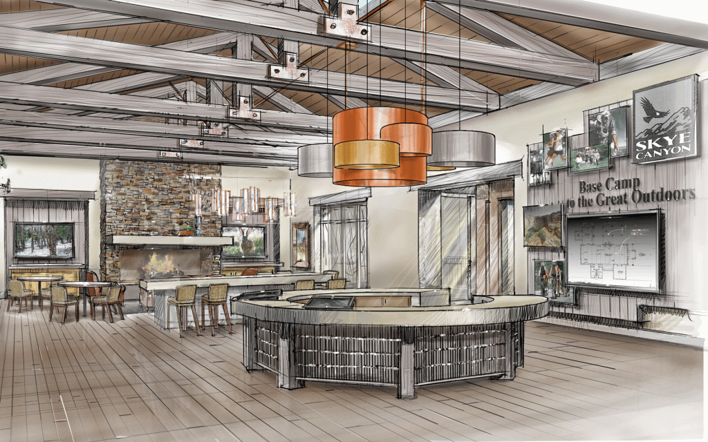 The community center and cafe at the new Skye Canyon project