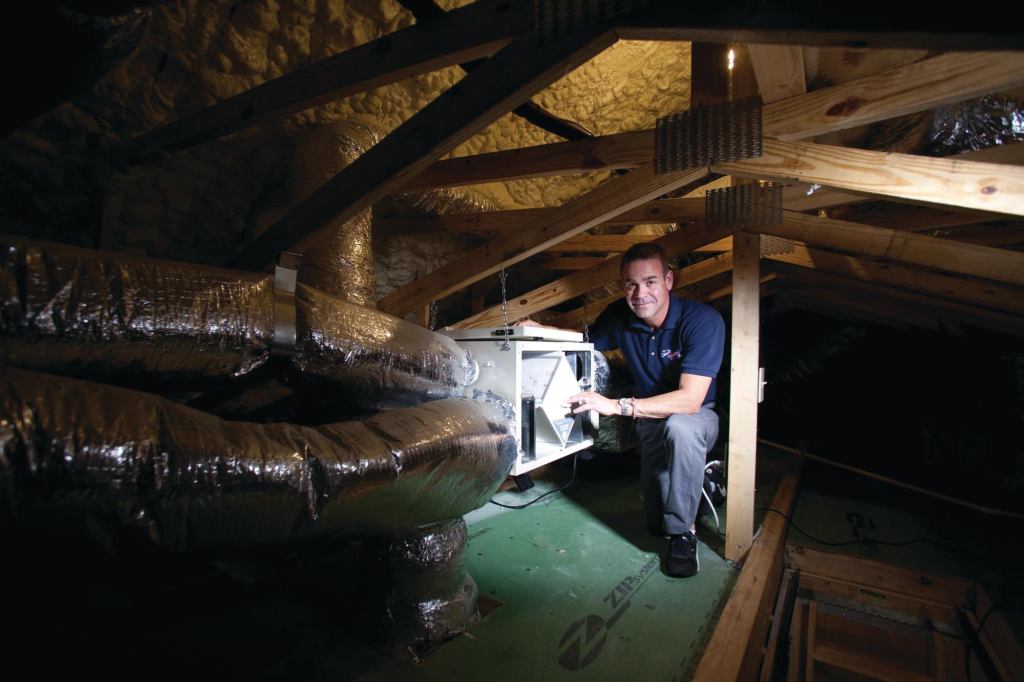 Breathing Easier: North Carolina HVAC contractor Duane Gentry has seen demand for energy-recovery ventilators (ERVs) jump with efforts to achieve increased energy efficiency and better indoor air quality. "With new state energy codes [reducing air infiltration], it won't be long before they're mandated for all homes," he says.