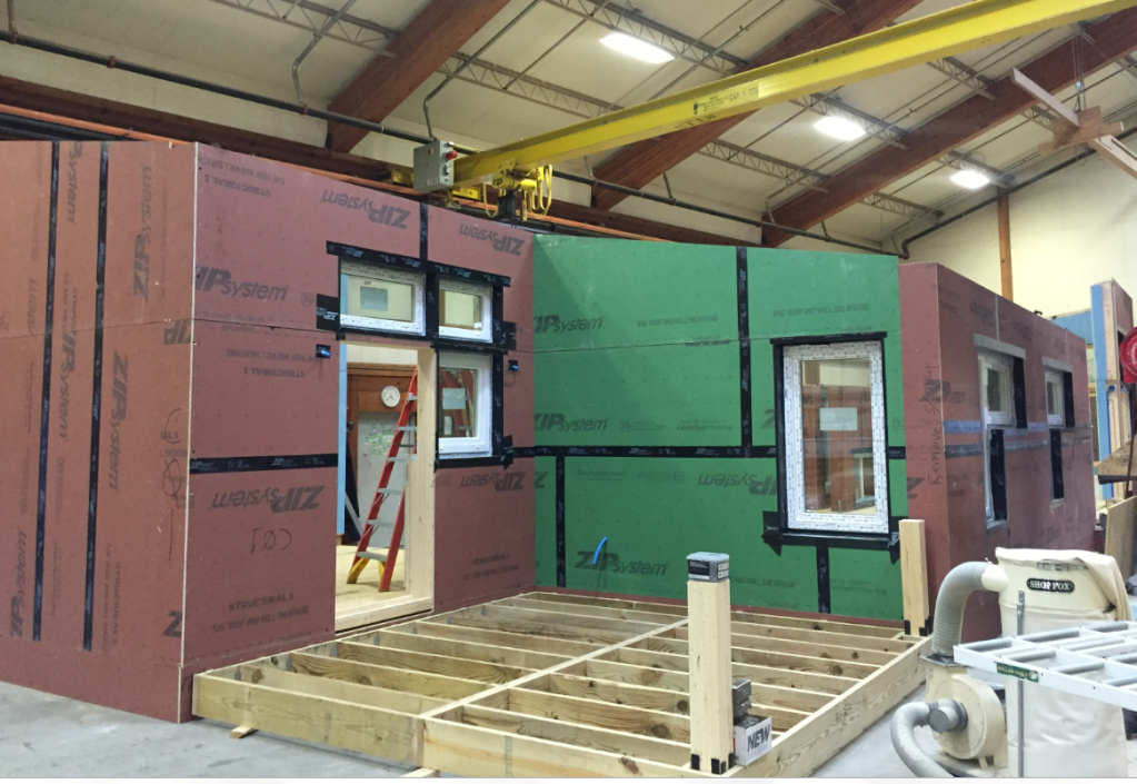 In advance of Greenbuild, Unity Homes is testing pre-assembly of the show home floor panels and walls in its New Hampshire factory.