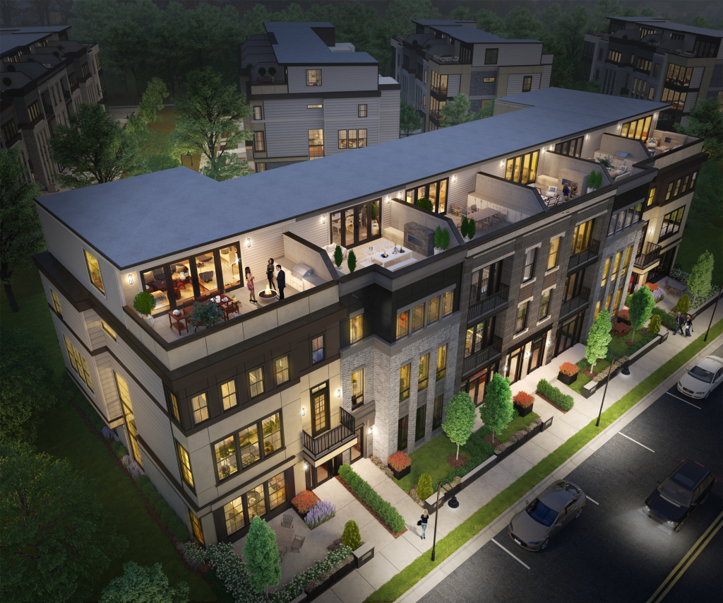 A rendering of the homes available at Next Level Homes at Upper West in Downtown One Loudon.