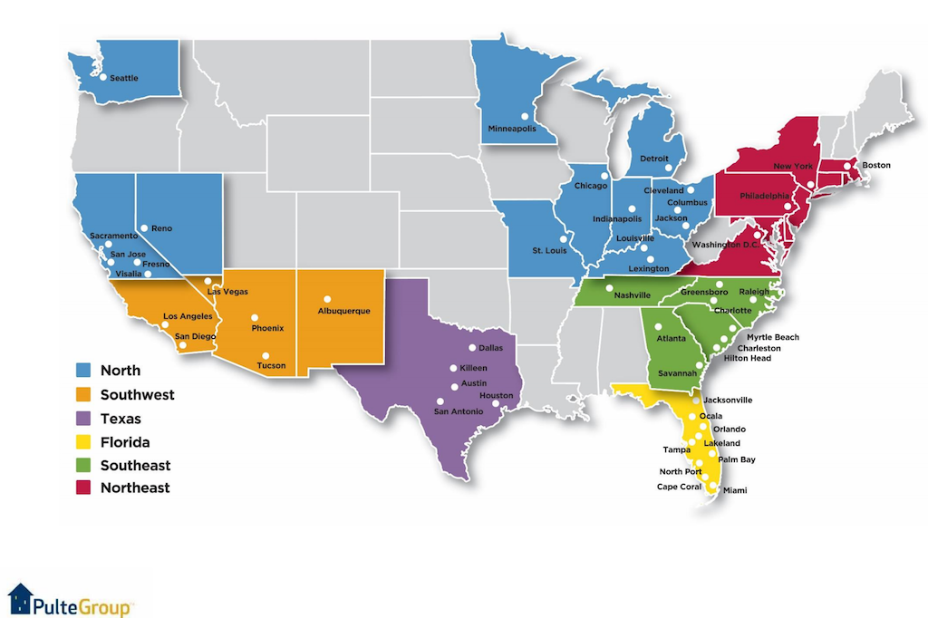 PulteGroup operating footprint