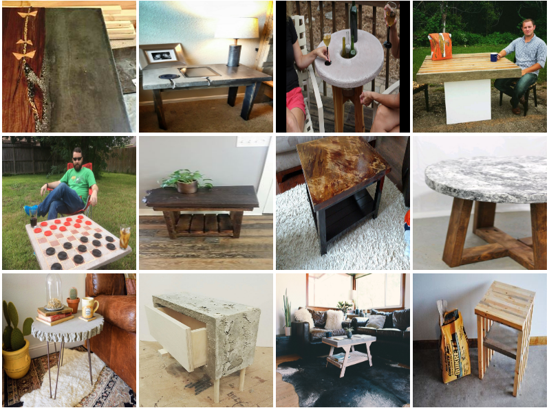 A sampling of some of the entries of Quikrete's concrete design contest.